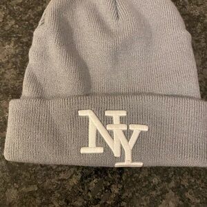 Gray NY Embroidered Beanie
